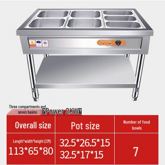 Commercial Electric Food Warmer: Stainless Steel Soup Pot and Serving Counter
