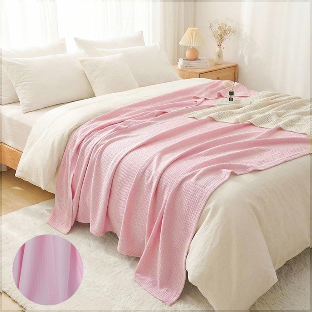 Rhomboid Pattern Air-Conditioning Comforters Thin Sofa Throw Blanket Simple Summer Quilt Adults 39.37x59.06 in розовый