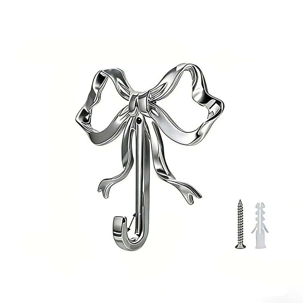 Vintage Gold Alloy Bow Shaped Wall Hook 9.1 cm x 9.1 cm x 1.8 cm Decorative Hanger for Home Office Hallway Use