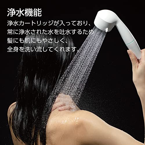 SANEI Migami Standard Shower Head, Hair Cleansing, Purifying, Dechlorinating, 30% Water Saving, PS7060-80XA-MW2, Matte White