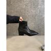 Short Boots Women's 2025 Autumn and Winter New Black French Thick Heel Elastic Thin Boots Martin Boots
