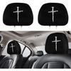 2 Pack Christian Religious Cross with Nails Christ Headrest Covers Fabric Rest Cover Universal Fit Car Interior Accessory