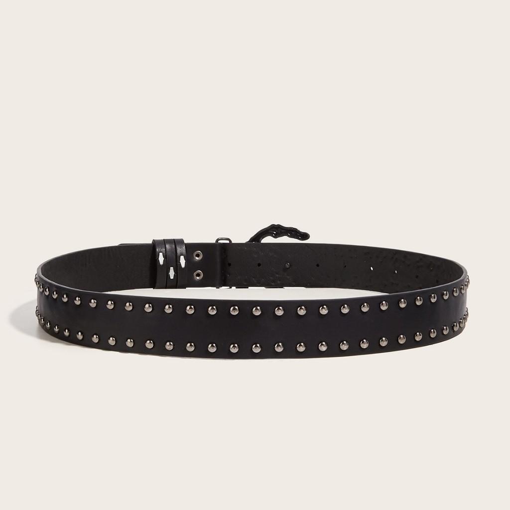 Cintura in Pelle Punk con Teschio e Fibbia Metallica per Uomo Giovane Streetwear Casual