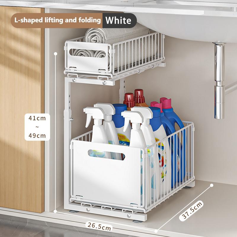 

Pull Out Cabinet Organizer 1/2 Tier Adjustable Kitchen Storage Rack Under Sink Organizer Spice Jar Storage Rack Slide Out Drawer 1PCS білий