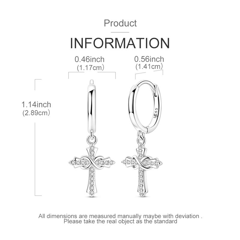925 Silber Klassischer Zirkon Kreuz Anhänger Creolen für Damen Schmuck Geschenk