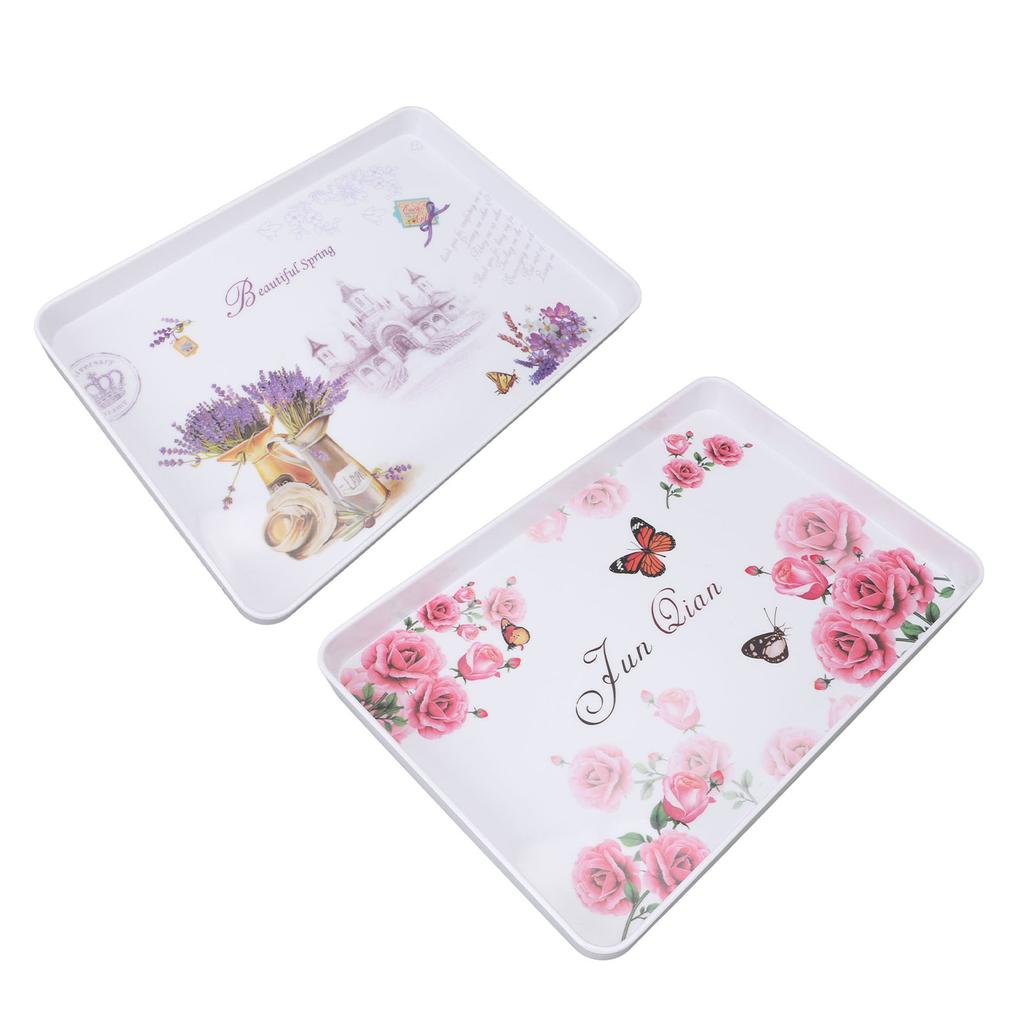 Plastic Serving Tray Rectangular 15.4x10.6in Reusable Food Platter for Snack Fruit Cookies Desserts 