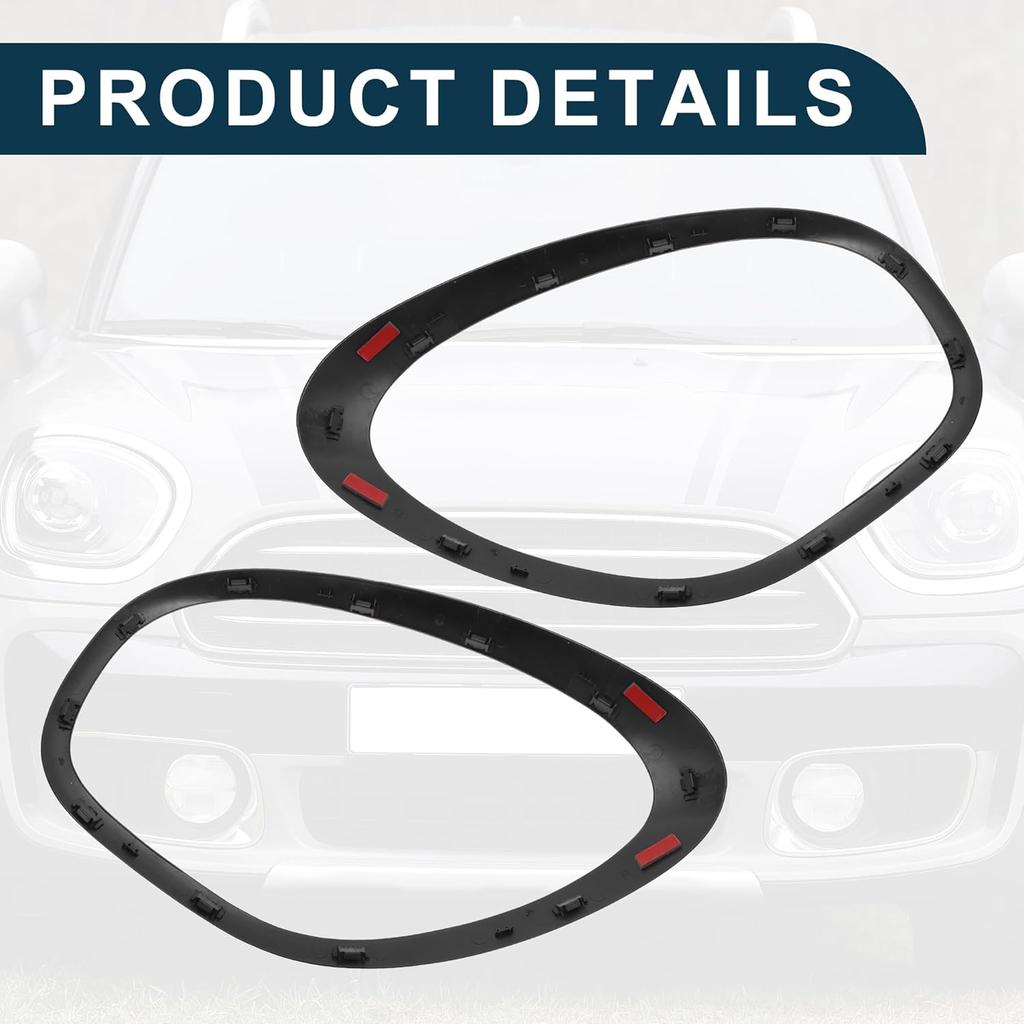 Headlight Trim Bezel for Mini Cooper Countryman 2011-2016 No.51139801573/51139801574 Front Left Right Headlamp Bezel Headlight Cover Decor Black 1