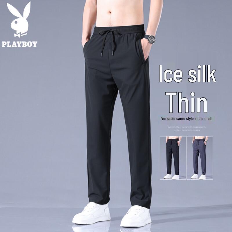 Playboy Men s Ice Silk Casual Straight-Leg Pants L