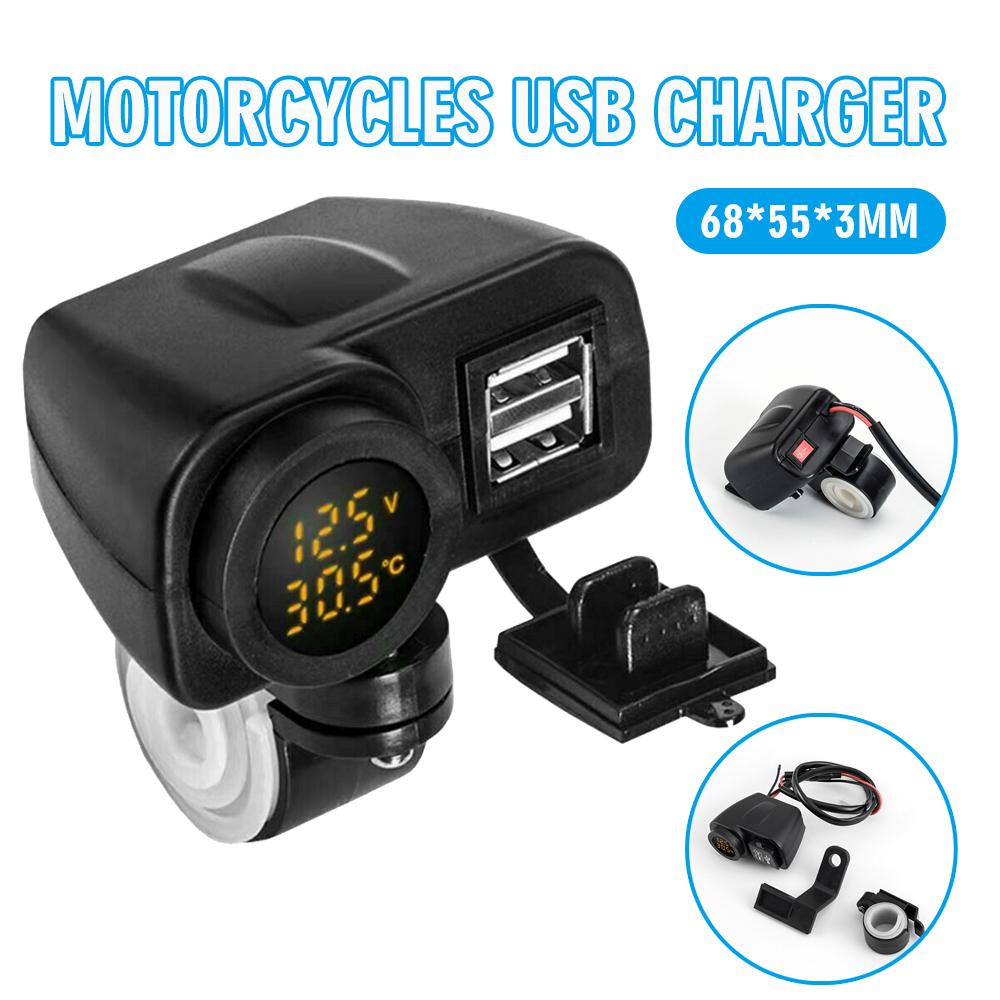 

PDTO Водонепроницаемый мотоцикл Dual USB Быстрое зарядное устройство для телефона Дисплей напряжения Быстрая зарядка