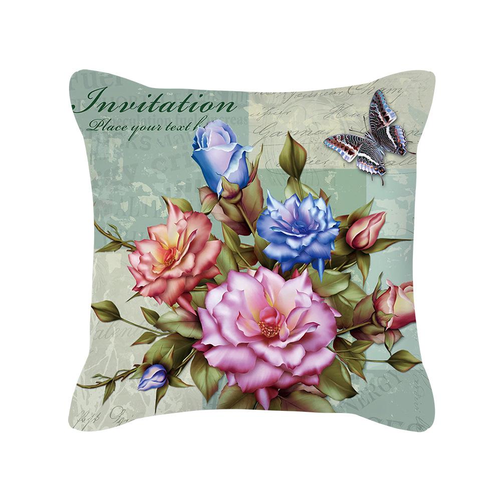 New Nordic Home Furnishings Flower Blooming Rich Pillow Cover Retro Style Car Sofa Cushion Waist Pillow Cover