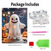 Halloween Perlenmalerei handgemacht DIY Kunst weiße Perle Maskottchen Kürbis Netz Lichter Perle Heimdekoration Malerei