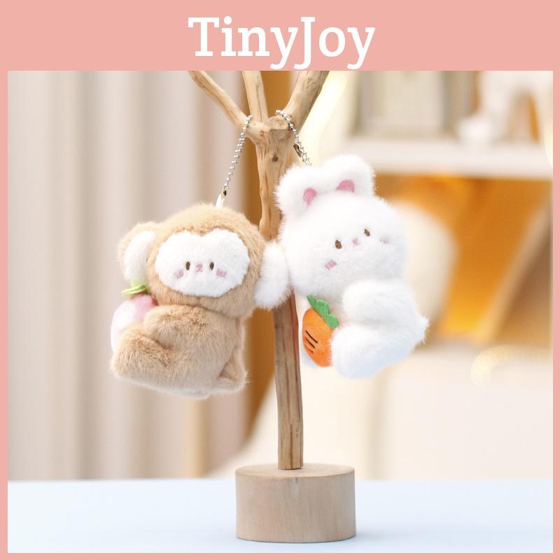 Monkey And Rabbit Plush Keychain With Carrot Peach Design For Girls Gift And Collectible Fun