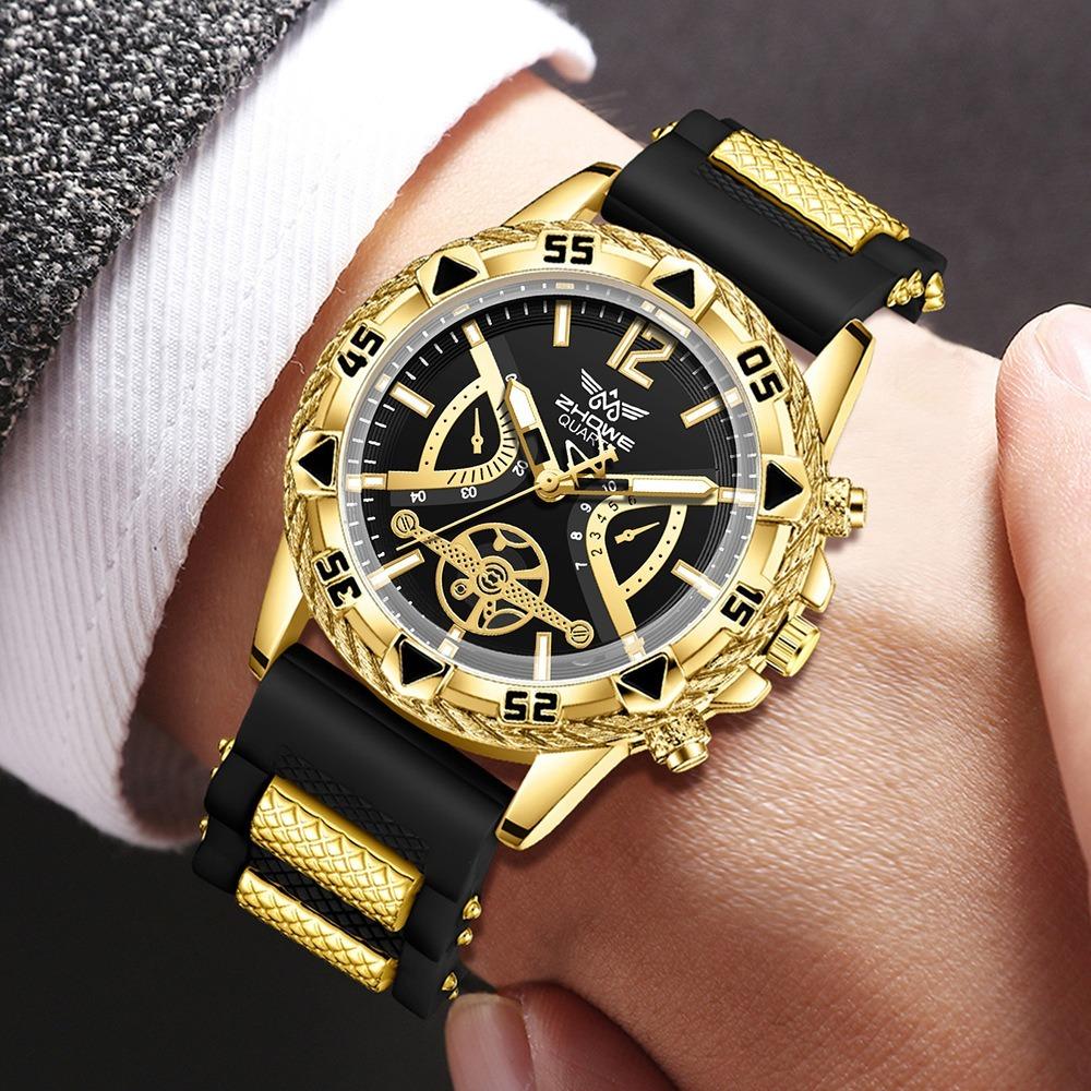 Men's Watch Blu-ray Glass Quartz Watch Classic Watch False Three-eye Digital Alloy Watch
