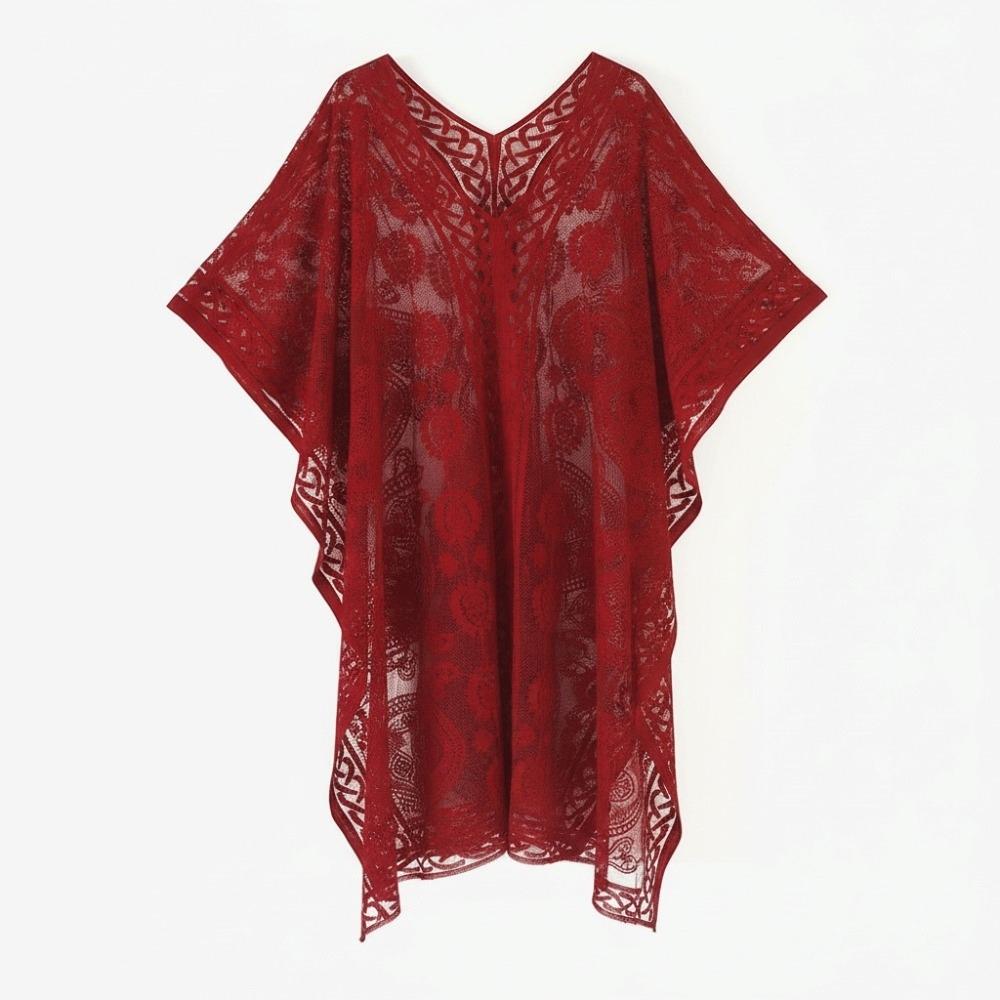 Hollow Out Beach Cover Up Lace Mesh Bikini Cover Up Fashion Swimsuit Cover Up For Women