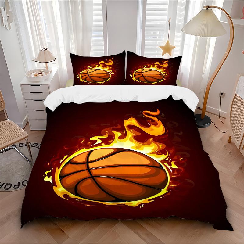 

3pcs Basketball Fire Bedding Set, Includes 1 Comforter + 2 Pillowcases, Without Pillow Inserts, Soft Comfortable, Lightweight Breathable037 135x200cm