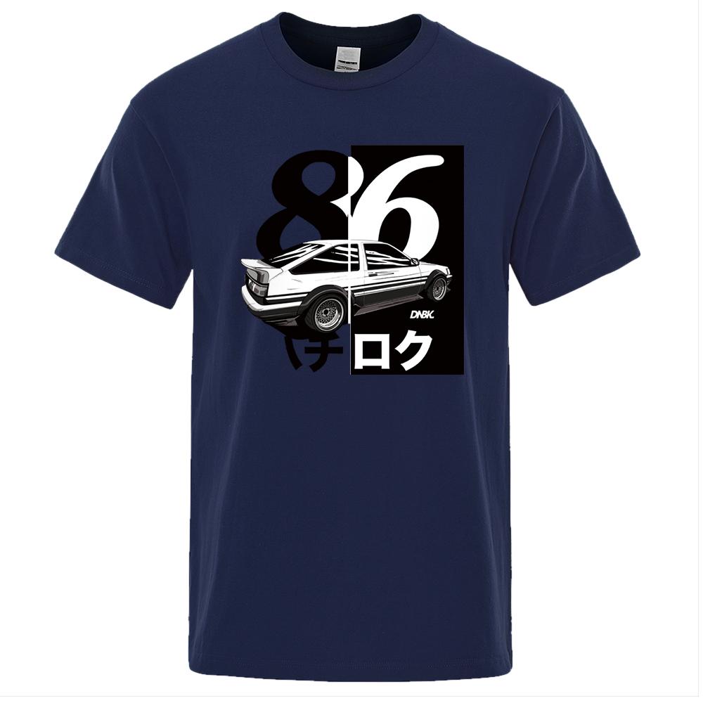 AE86 Initial D Homme T-Shirt Herren Print Drift T-Shirt Mode Cooles T-Shirt Japanischer Anime Kurzarm Sommer Casual Tops