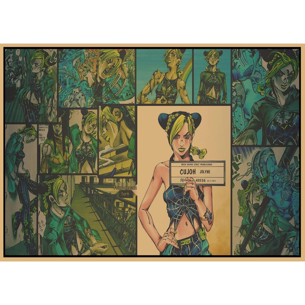 JoJo's Bizarre Adventure Retro Kraftpapier Poster - Japanische Anime Dekoration für Bar, Restaurant oder Café.