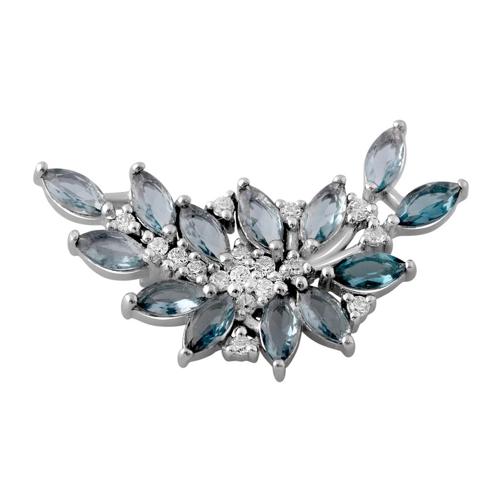 Серебряная брошка с топазом Лондон Блю 1.661ct (2112143)