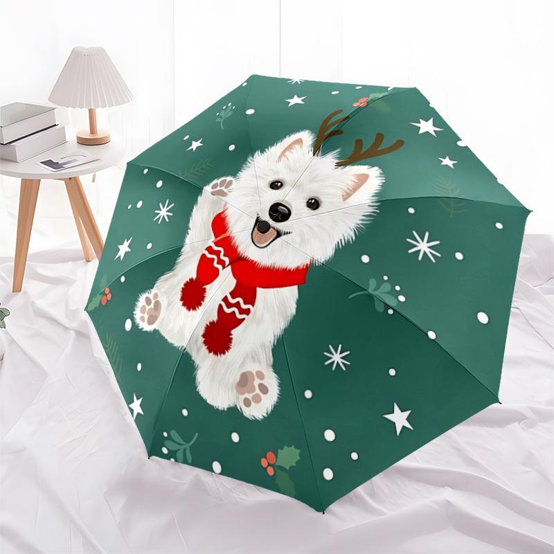 1pc Dog Print Automatic Cute Umbrella 8-Bone Design Compact Gear for Outdoor Travel, Perfect Holiday Gift Yy251230051