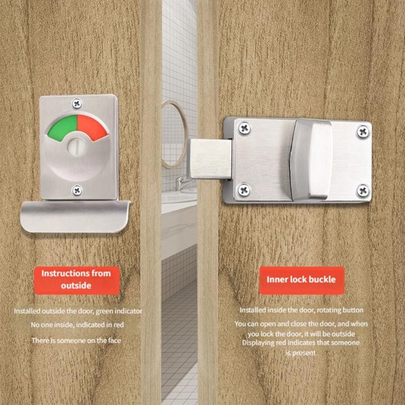 Public Privacy Lock with Indicator Quiet Sliding Bolt Lock For Toilet Partition Door Zincs Alloy Bathroom Security Lock