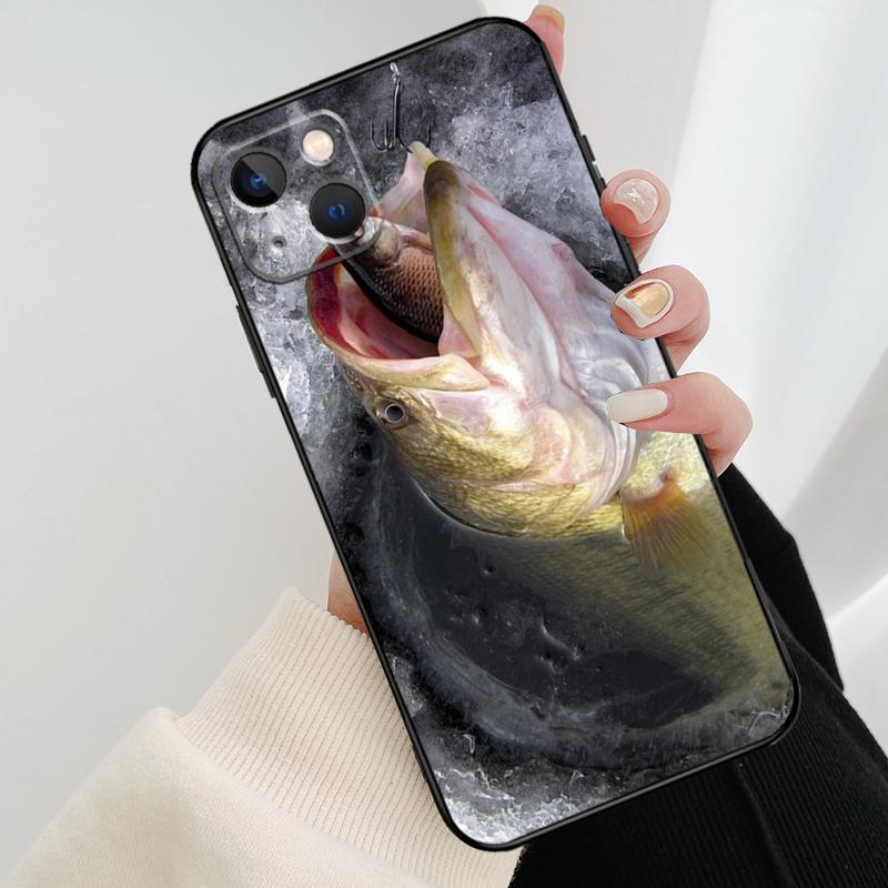 Bass Fishing Baits Lures Hook Tackle Phone Case For iPhone 17 Pro Max 14 13 12 11 15 16 Pro Max mini 15 16 Plus 16e 17 Air Cover