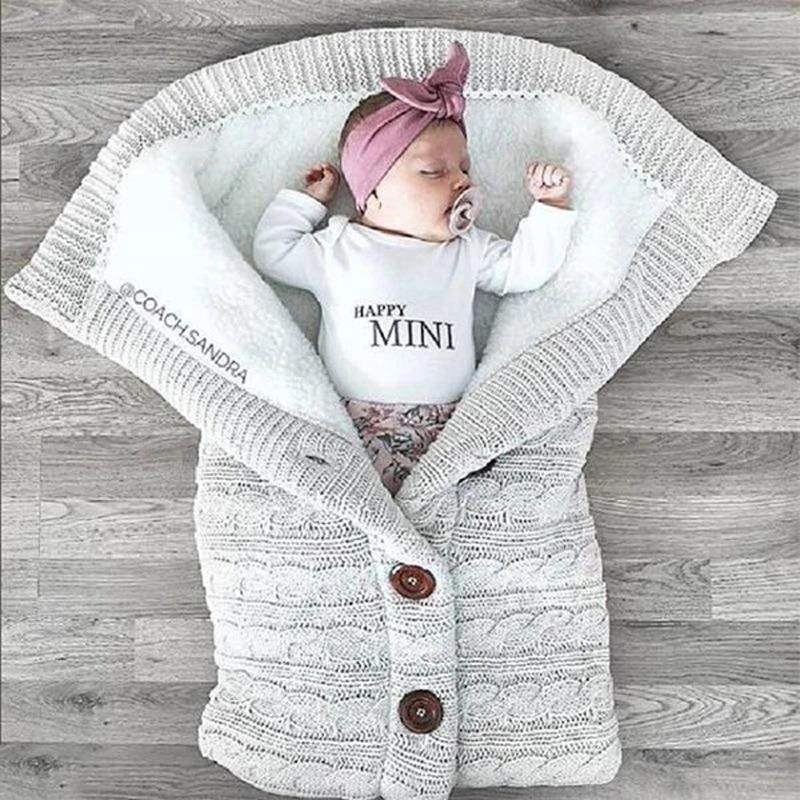 Velvet-Lined Knitted Baby Stroller Sleep Sack