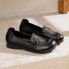 Leather round head retro mother single shoes women's autumn comfortable flat heel beef tendon soft sole old man shoes