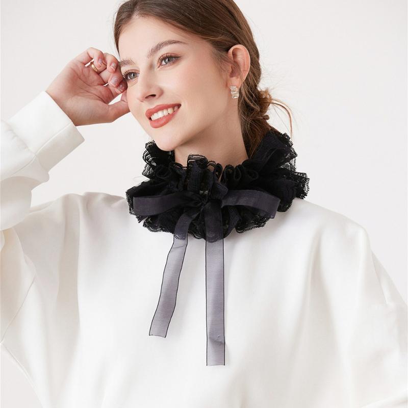 Layered Mesh Puffy Collar Tulle Scarf Palace Neck Ruff Collar Decorative Fake Collar Necklace Clown Cosplay Costume Props