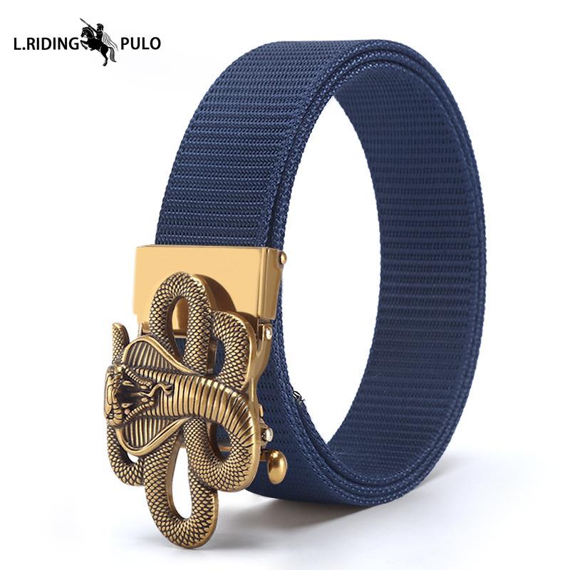 Men's Belt Toothless Alloy Automatic Buckle Men's Belt Imitation Nylon Canvas Youth Versatile Casual Belt