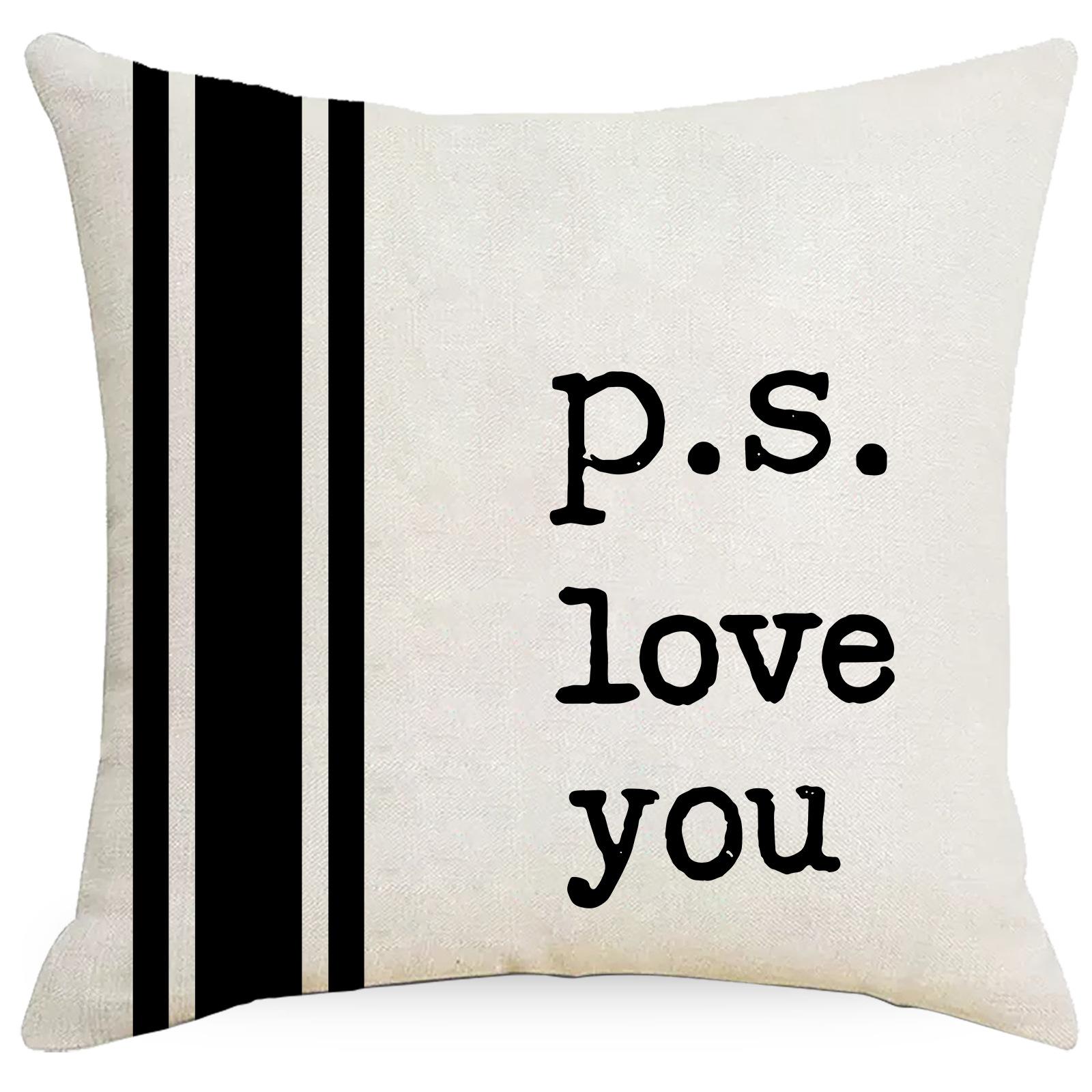

Valentine S Day Pillow Case Line Printed Letter Striped Love Pillow Festive Decorative Cushion Cover Premium Durable 45 * 45Cm