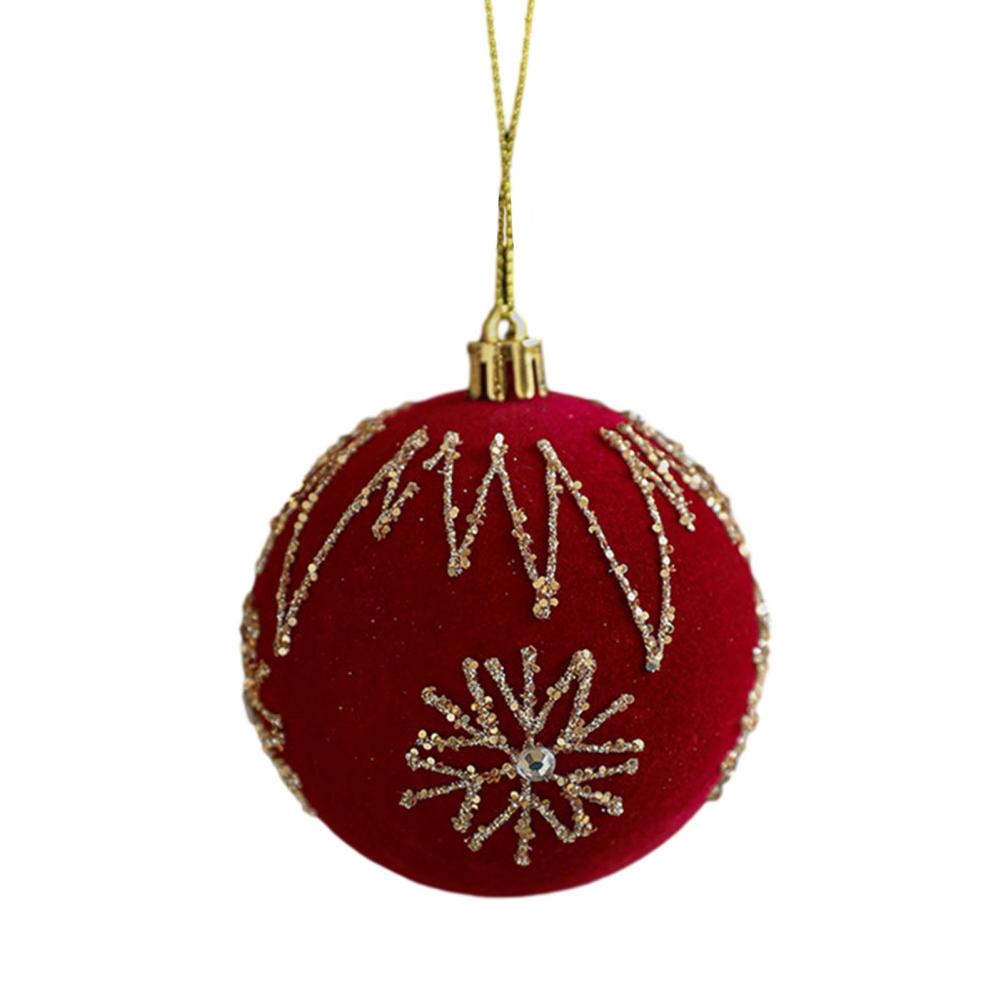Christmas Ornaments Red Flocking Bell Wreath Snowfall Elk Pendant Snowy Winter Decor for Tree Hanging