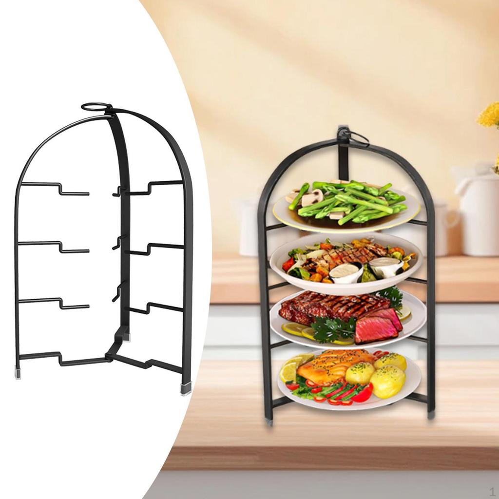 Pizza Pan Holder Dish Storage Foldable Hanging Kitchen Shelf Serving Stand Ingredient