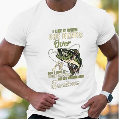 New Summer Men's Fashion T-shirt Personality Fishing Rod Fishing Printed Men's T-shirt Top