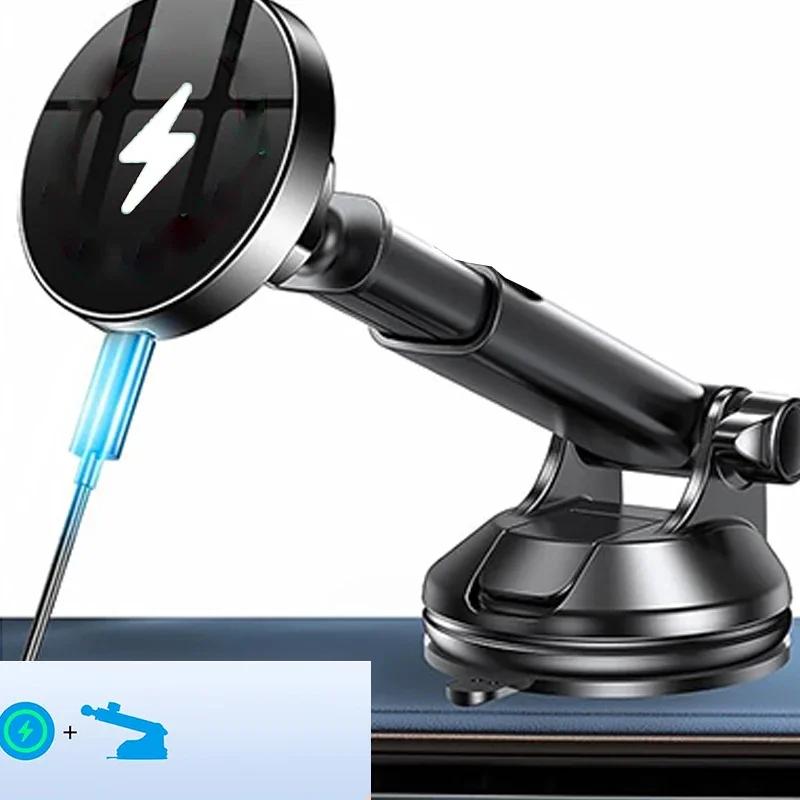 UYUXIO Magnetic Wireless Car Charger Windshield Dash 15W Fast Charging Adapter for iPhone 17 16 15 14 13 Car Mount Phone Holder