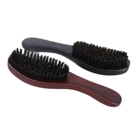 Men Beard Brush with Ergonomic Wooden Handle, Multi-function Boar Bristle Mustache Brush, Portable Beard Grooming Styling Tools