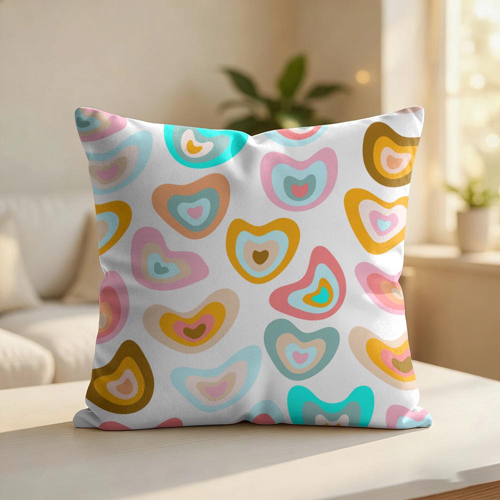 Colorful AIX Heart Pattern Cushion Cover Silky Short Plush Invisible Zipper Dustproof Sofa Pillow Case For Home Decor