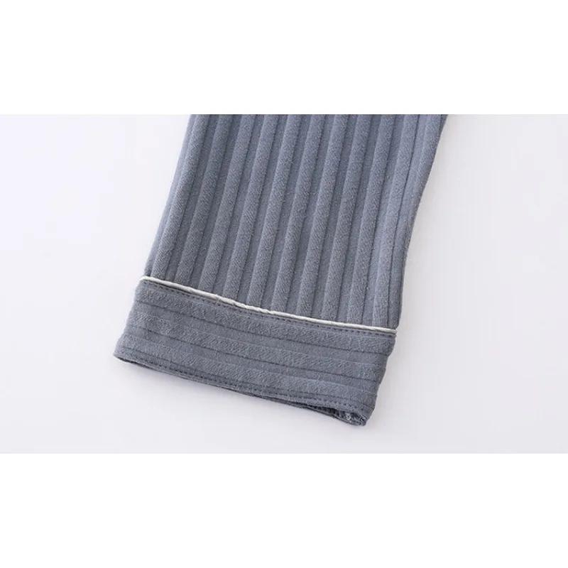 New Winter Men Pajamas Pure Cotton Long Sleeved Sleepwear Spring Autumn Loose Young Middle-aged People V-neck Homewear Set