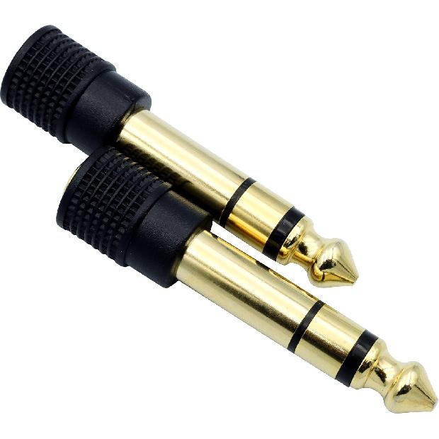 Chadou Audio Adapter 6.35mm (1/4 inch) Male to 3.5mm (1/8 inch) Female Stereo Headphone Connector Gold Plated, 2 Pack