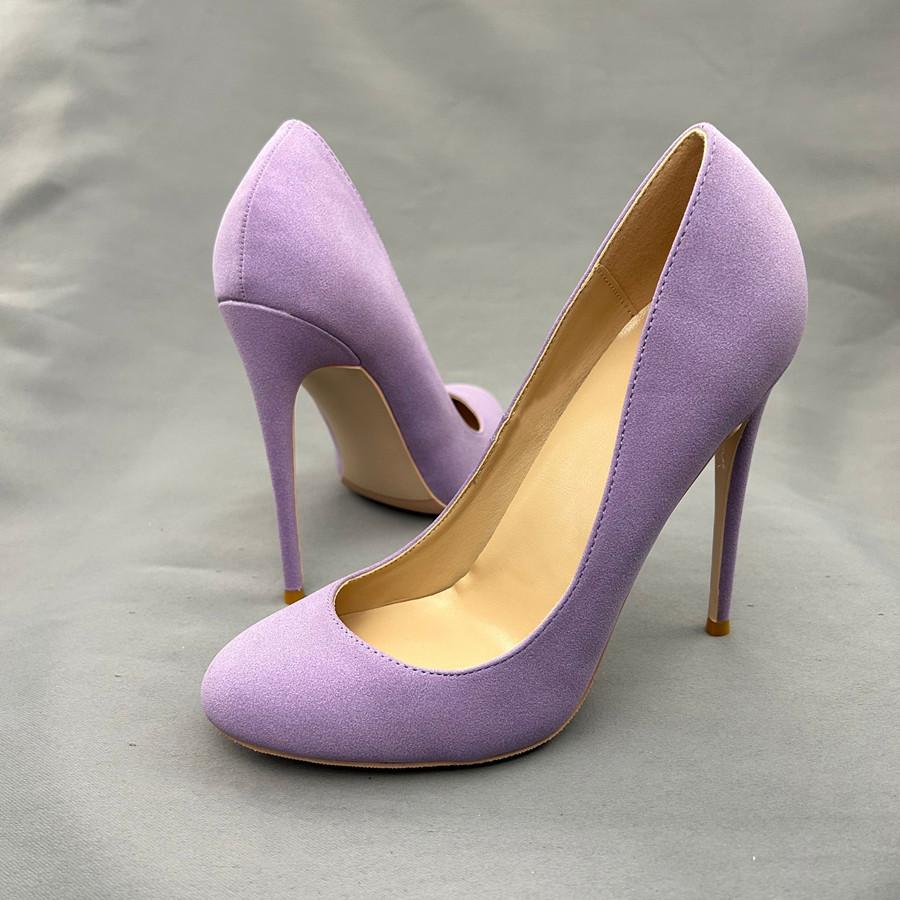 Round Toe Suede Women Pumps Sexy Gradient Stiletto High Heel Shoes 12Cm/10cm Dress Pumps Women Shoes Party Size 33-45