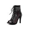 Cutout Lace-up Stiletto Jazz Dance Peep Toe Ankle Boots - Plus Size Women's High Heels