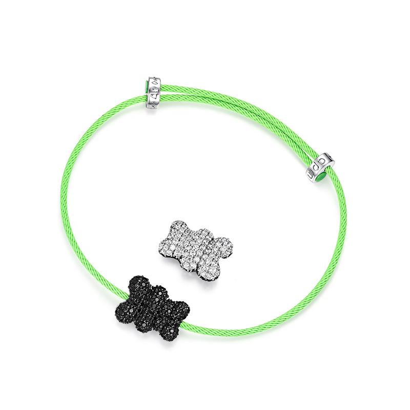 APM Monaco YUMMY Series [Romantic Confession] Bear Fashion Bracelet Versatile Accessories Bracelet Women s White/Black AB4680XBZG