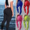 Kvinner myk høy midje stretch plisserte yogabukser Casual Fitness Leggings bukse
