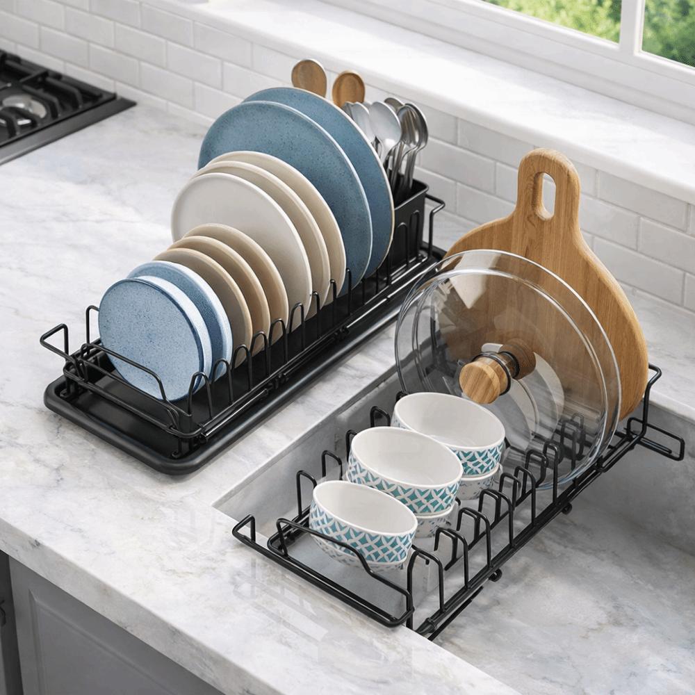Non-Slip Expandable Dish Drying Rack Large Capacity Dish Drainer Durable Sink Drain Rack  Kitchen
