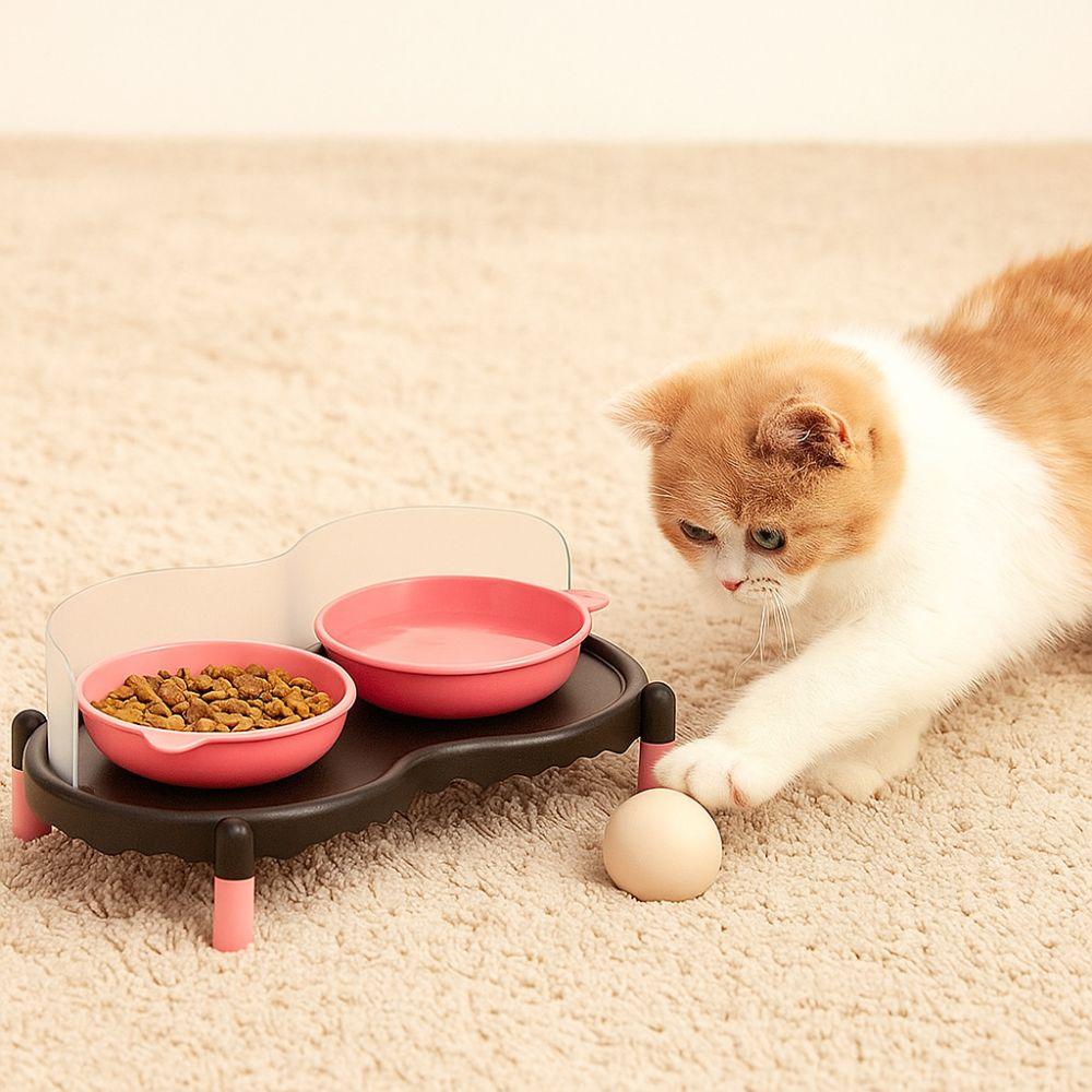 High Foot Cat Double Bowl Anti-slip Pet Neck Protection Bowl Pet Feeder  for Cats and Dogs