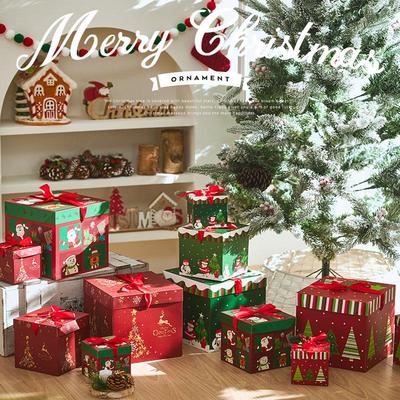 Caixa de Presente Decorativa de Árvore de Natal em Chamas para Meninas - Embalagem Criativa com Tema de Maçã