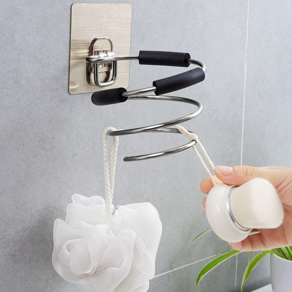 Self-Adhesive Hair Dryer Holder Wall Mounted Bathroom Storage Rack Blower Hanger Organizer