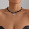 Dark Less Tie Love Necklace Fashion Ins Spice Style Black Crystal Necklace