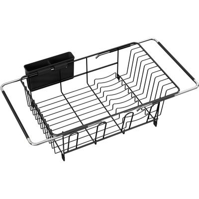 JASIWAY Extendable Sink Dish Above the Sink Dish Drying Rack Draining Rack Storage Dish Draining Shelf Anti-Brittle 39.326.411.9cm "Black"