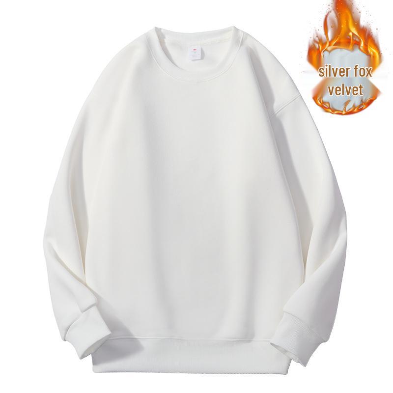 Women's 500G Silver Fox Velvet Hoodie: Fleece-Lined, Thickened, Lazy Style, Oversized, Versatile, Loose Base Layer