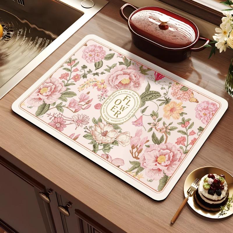 American retro kitchen countertop drain pad, diatomaceous earth absorbent pad, quick drying waterproof anti slip pad